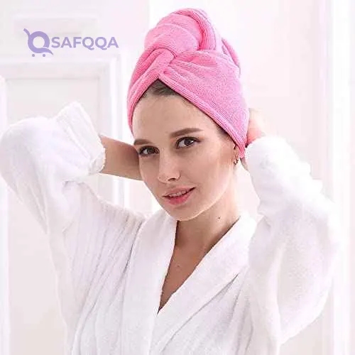 Nibeminent Microfiber Hair Towel Wrap 2-Pack, Super Absorbent Quick Dry Hair Turban with Elastic Loop