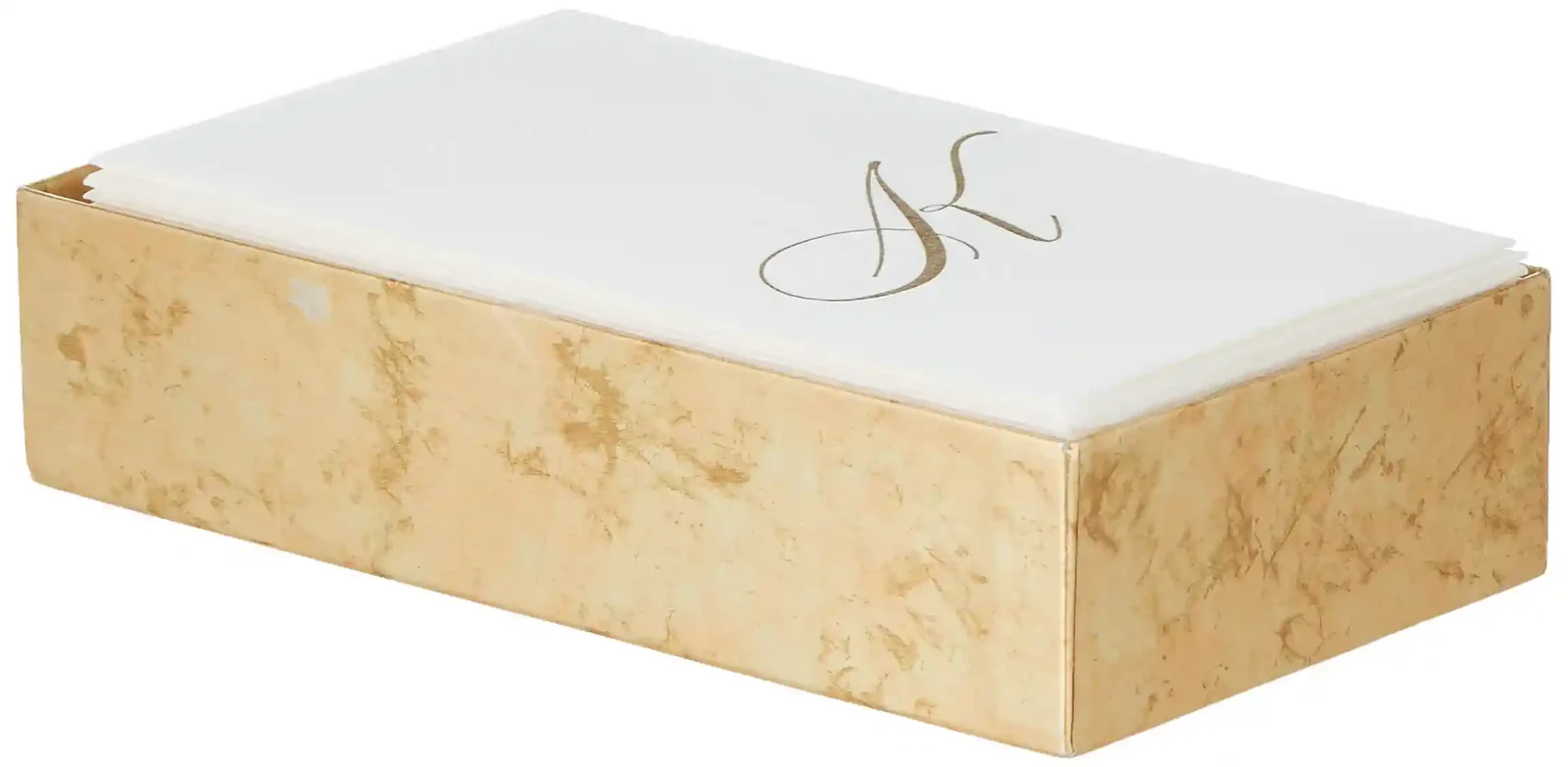 Caspari Signature Gold Initial “K” Paper Linen Guest Towels, White Pearl, Pack of 24