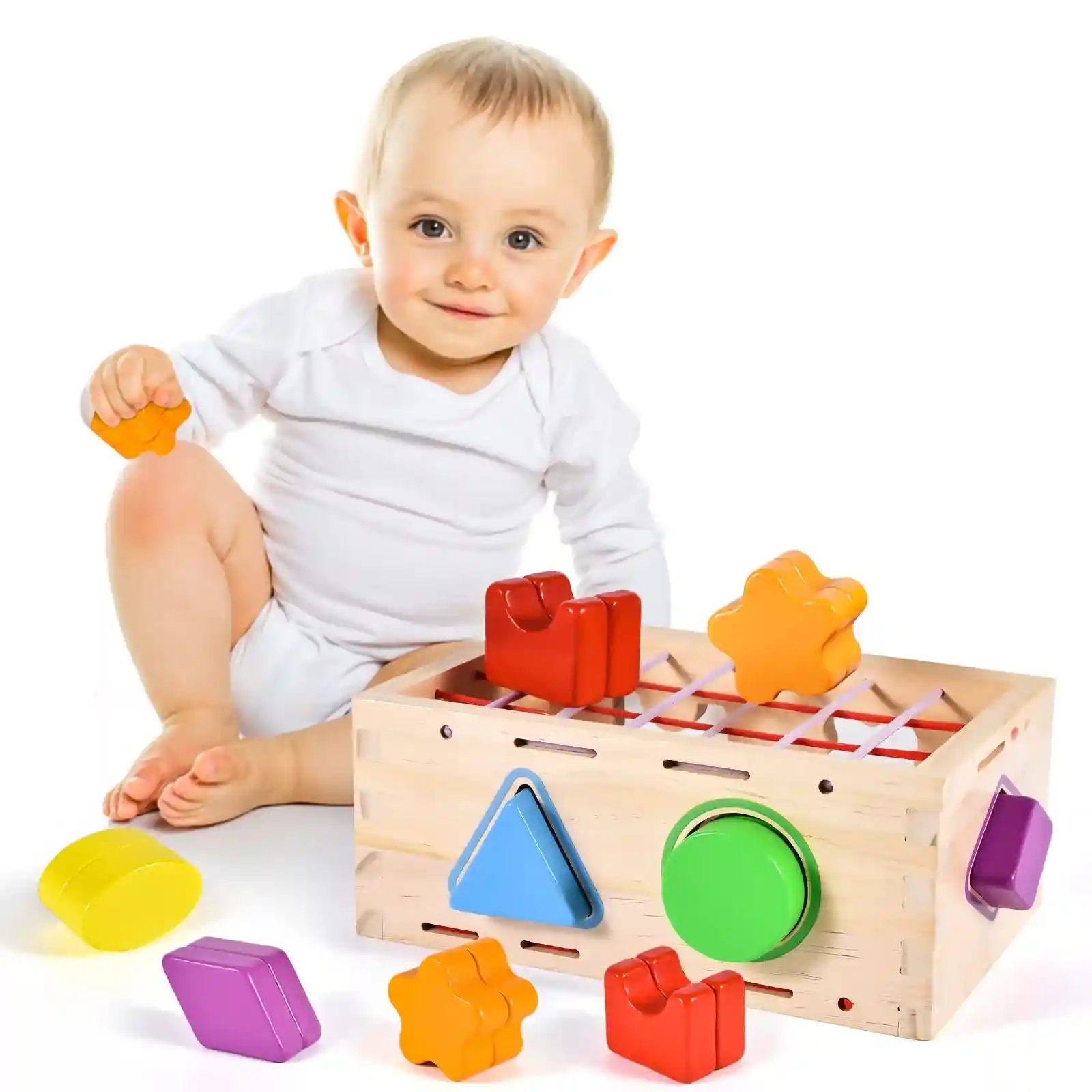 Atoylink Wooden Shape Sorter Cube Toy for Toddlers Age 1-3, Fine Motor Skills Educational Learning Toy