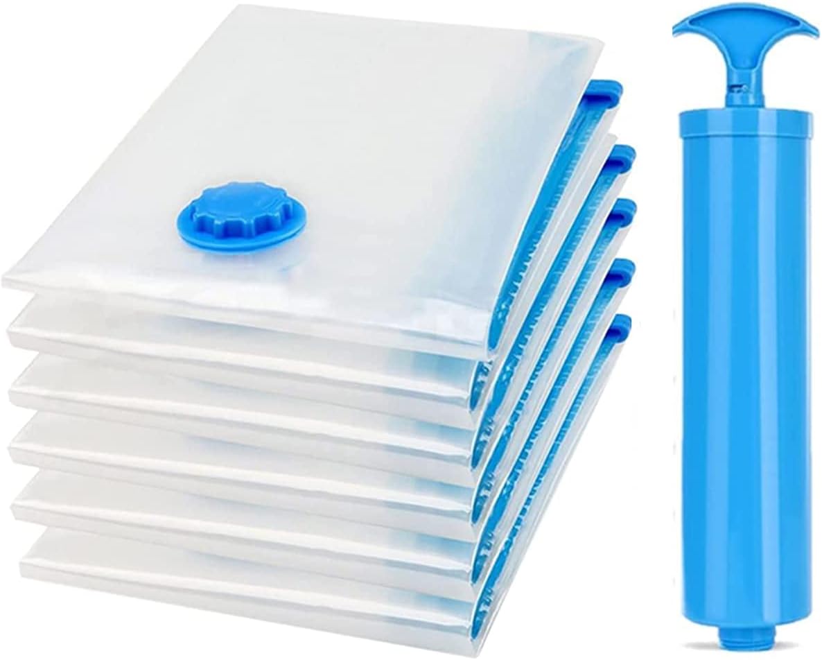 SKY-TOUCH Vacuum Storage Bags 6 Pack with Pump 70x100cm Blue