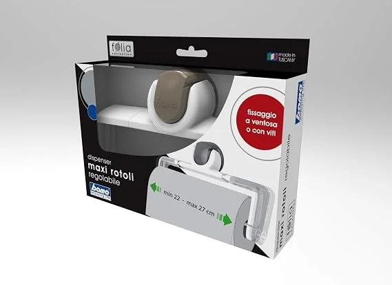 Bama Maxi Paper Towel Holder – Adjustable Arms – Suction Cup or Screw Mount – Made in Italy