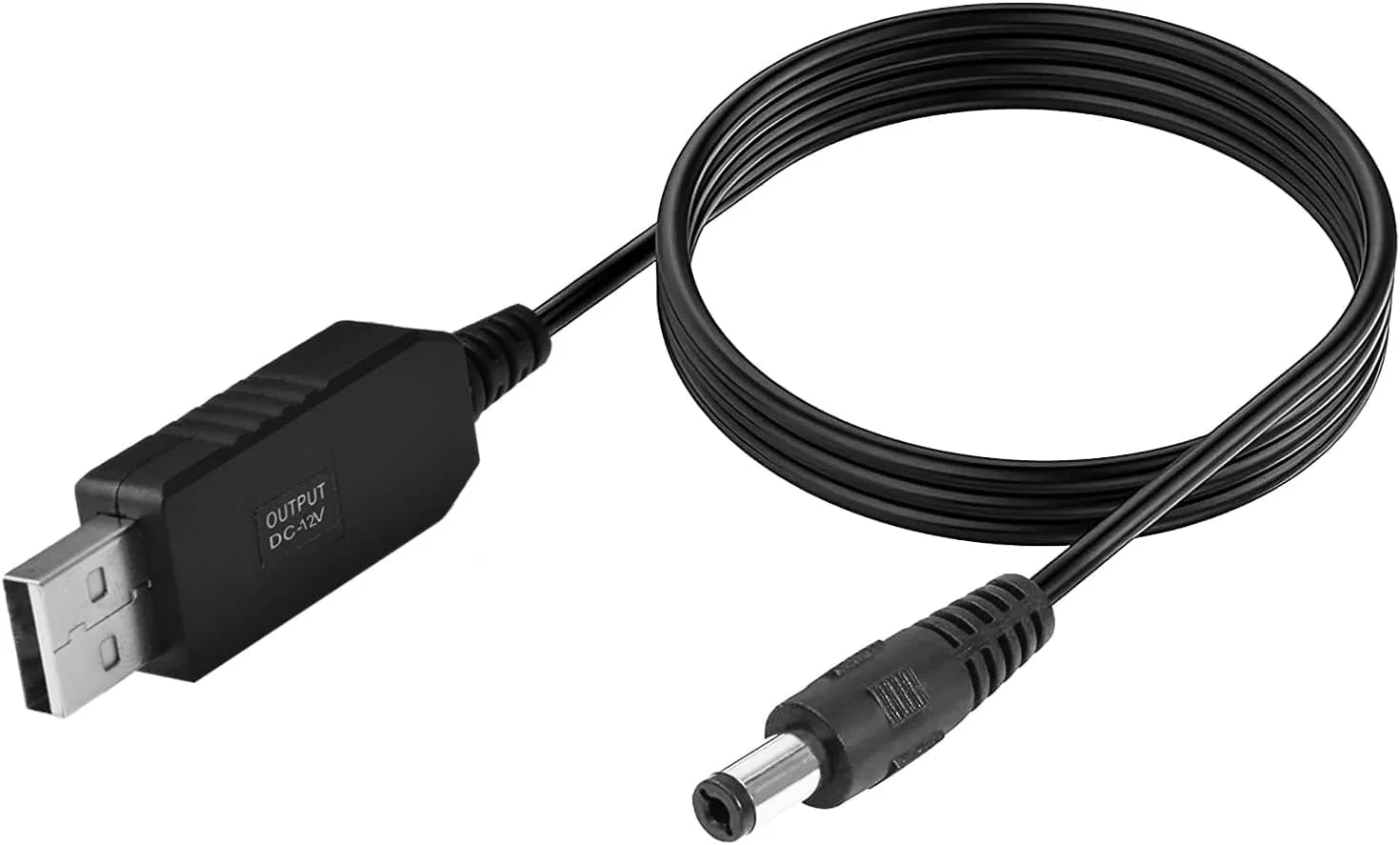 كابل GE لتحويل USB من 5 فولت إلى 12 فولت – كابل طاقة DC برأس 5.5×2.1 مم بطول 1 متر للراوتر واللمبات والمراوح والسماعات