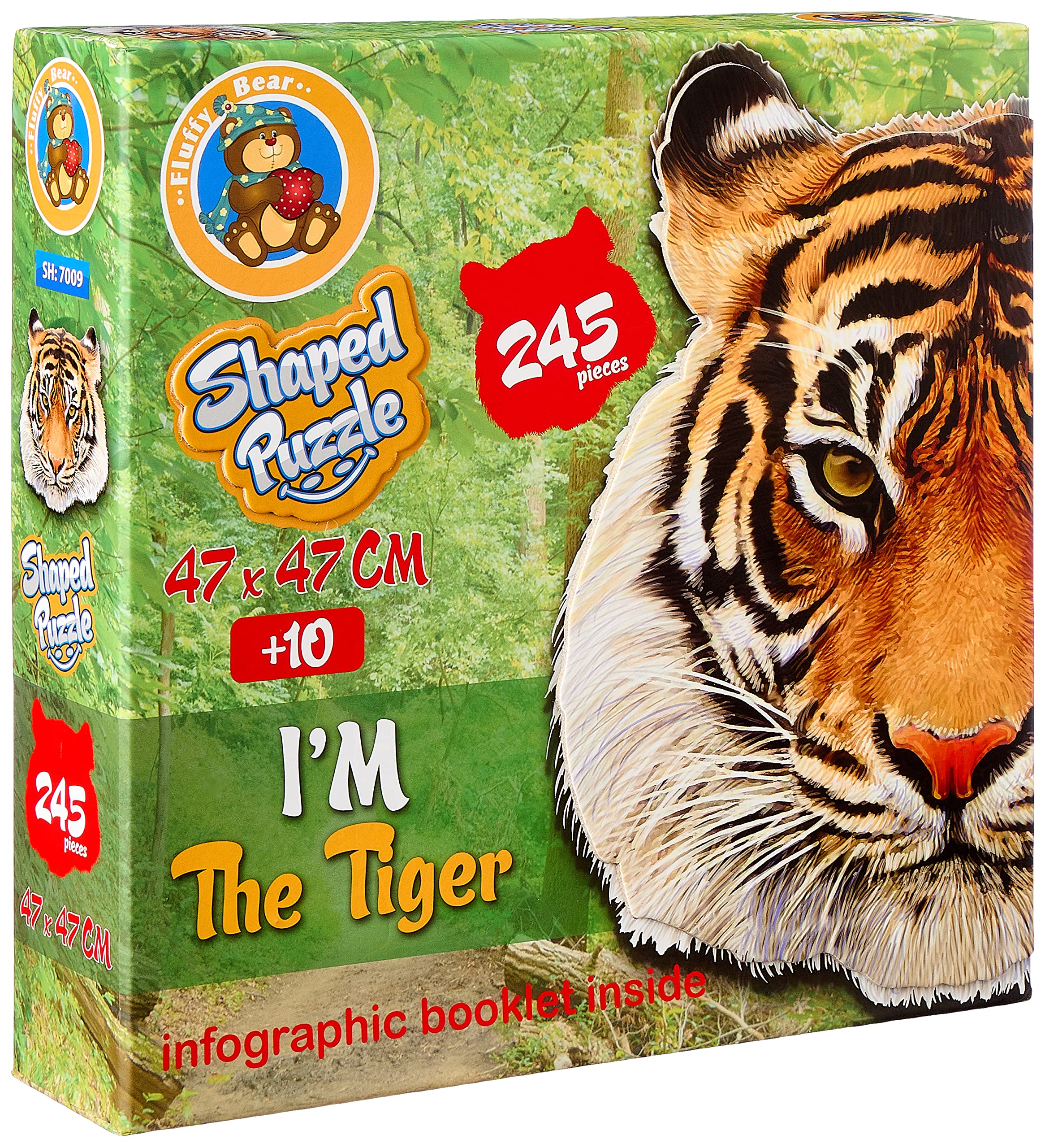 Fluffy Bear Tiger Shaped Puzzle – 245 Pieces Educational Jigsaw Game