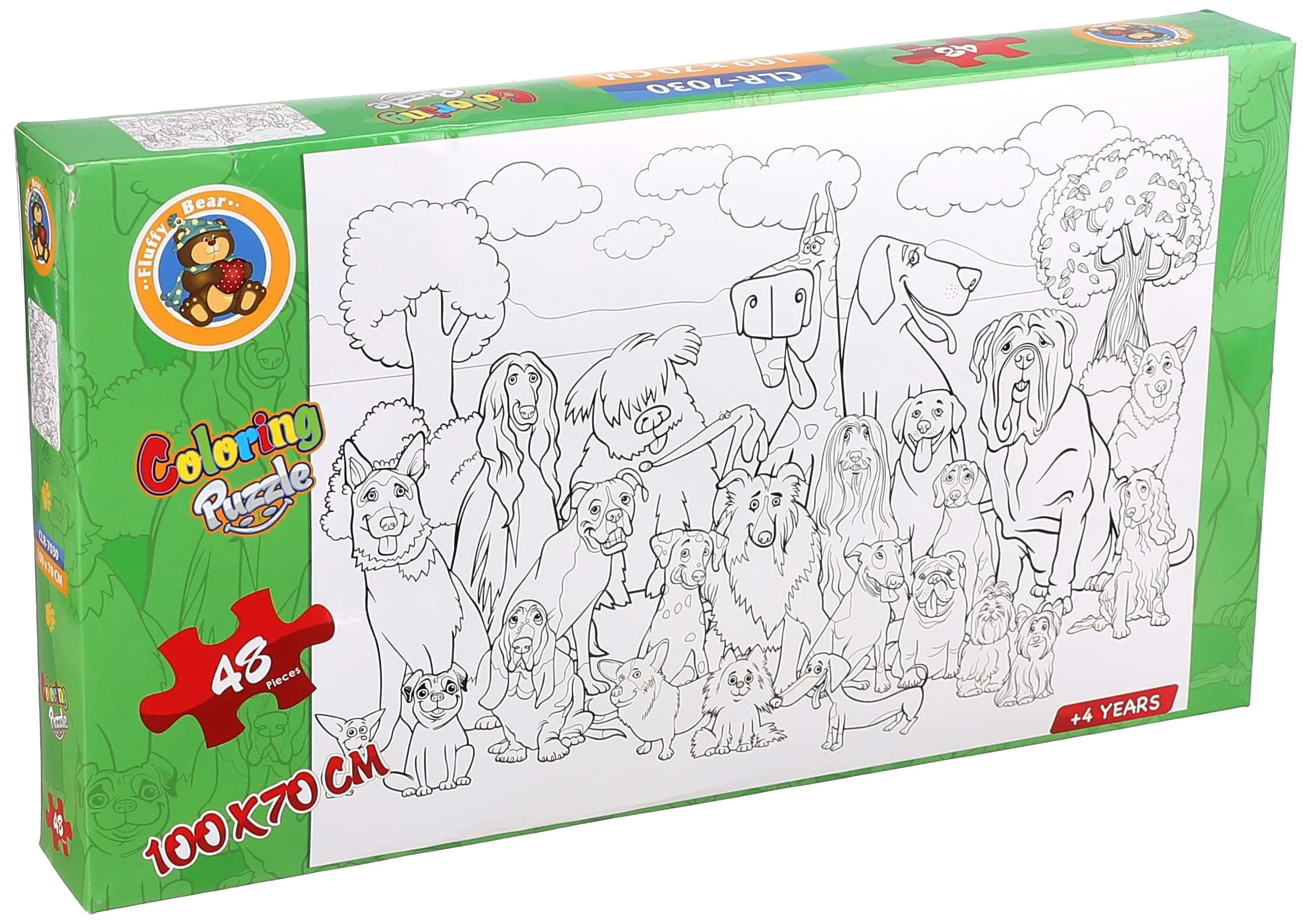 Fluffy Bear Dog Coloring Puzzle 48 Pieces Kids Fun Toy