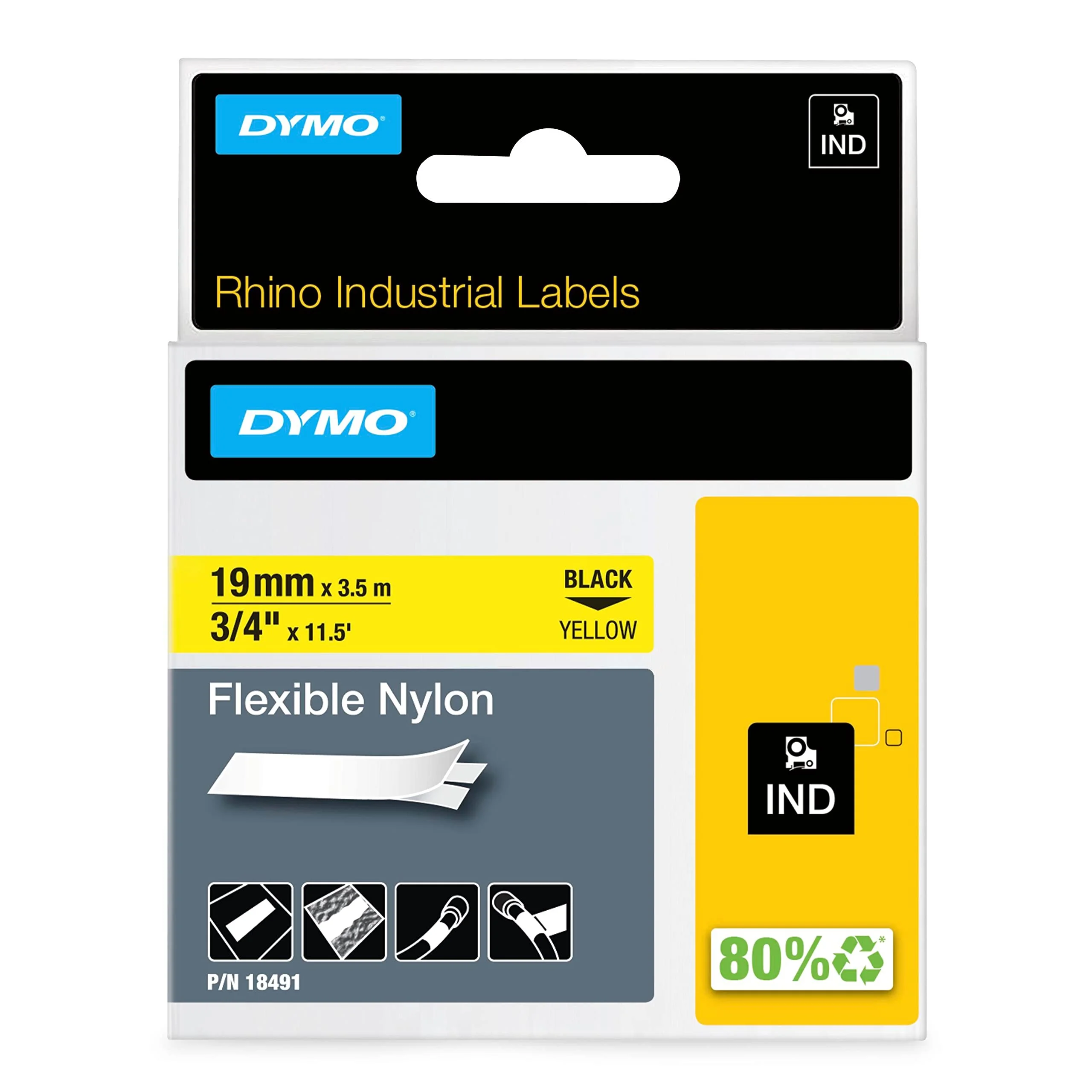 Dymo Rhino 18491 Industrial Nylon Labels Durable Label Tape