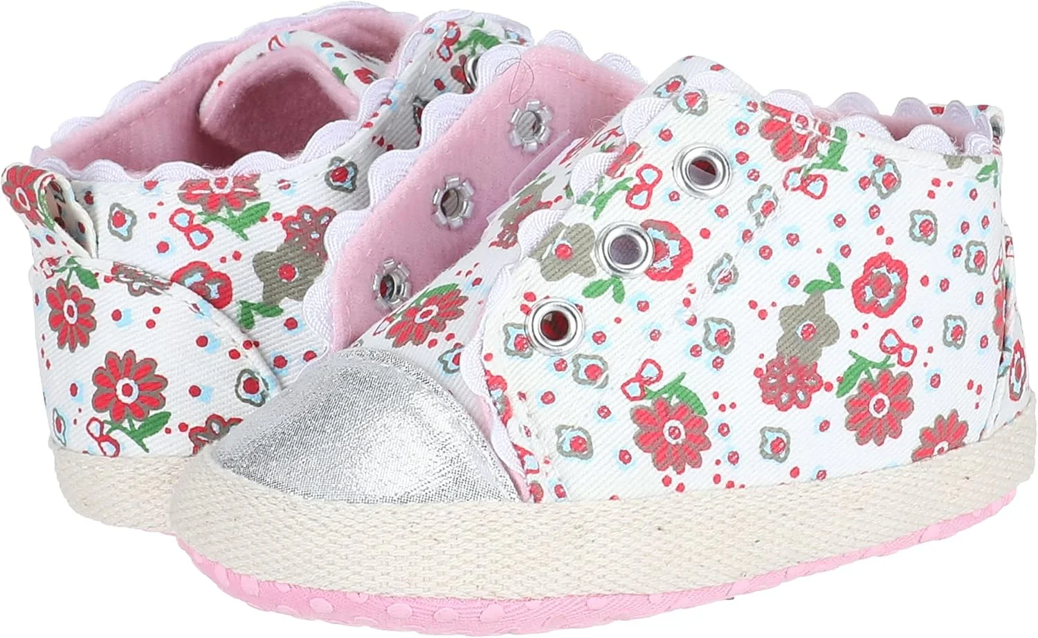 Mix & Max Floral Pattern Front Eyelets Sneakers For Baby  Girls - Without box