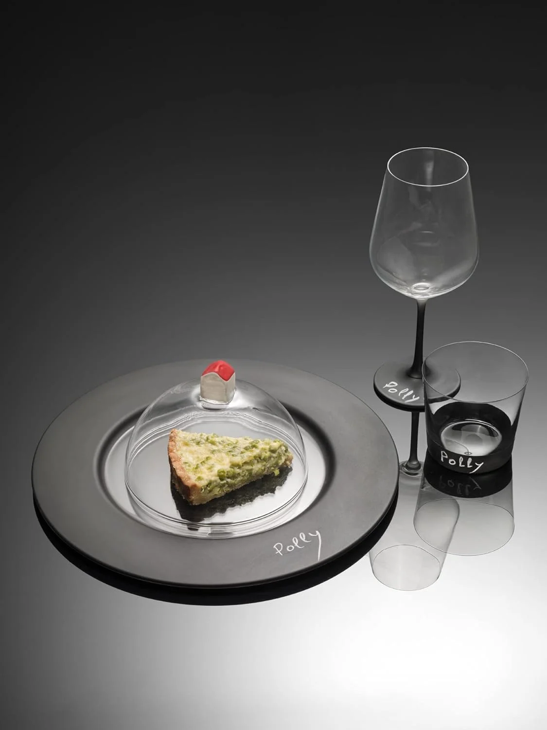 Round Transparent Serving Plate with Black Rim Elegant Modern Design