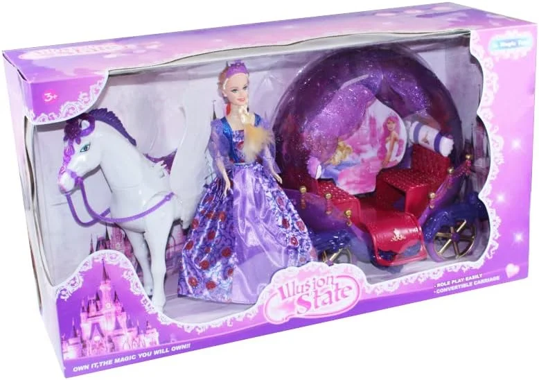 Horse Cart Toy with Bride Doll for Kids – Creative Pretend Play Set
