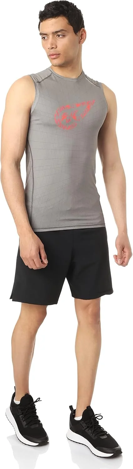 Magma Men’s Patterned Sports Tank Top – Slim Fit Contrast Logo Gym & Training Vest