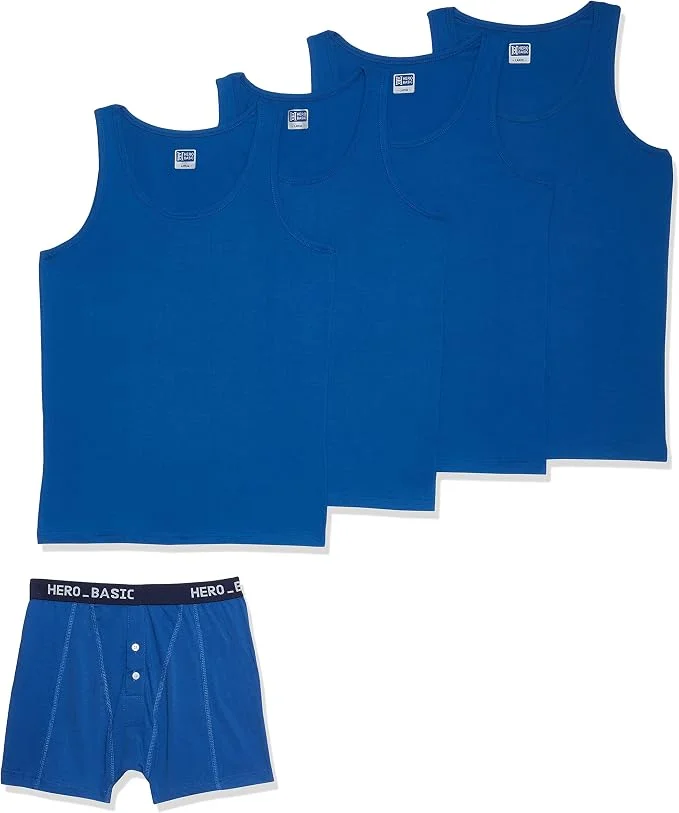 Hero Basic Men's Tank Tops Set of 4 with Free Boxer