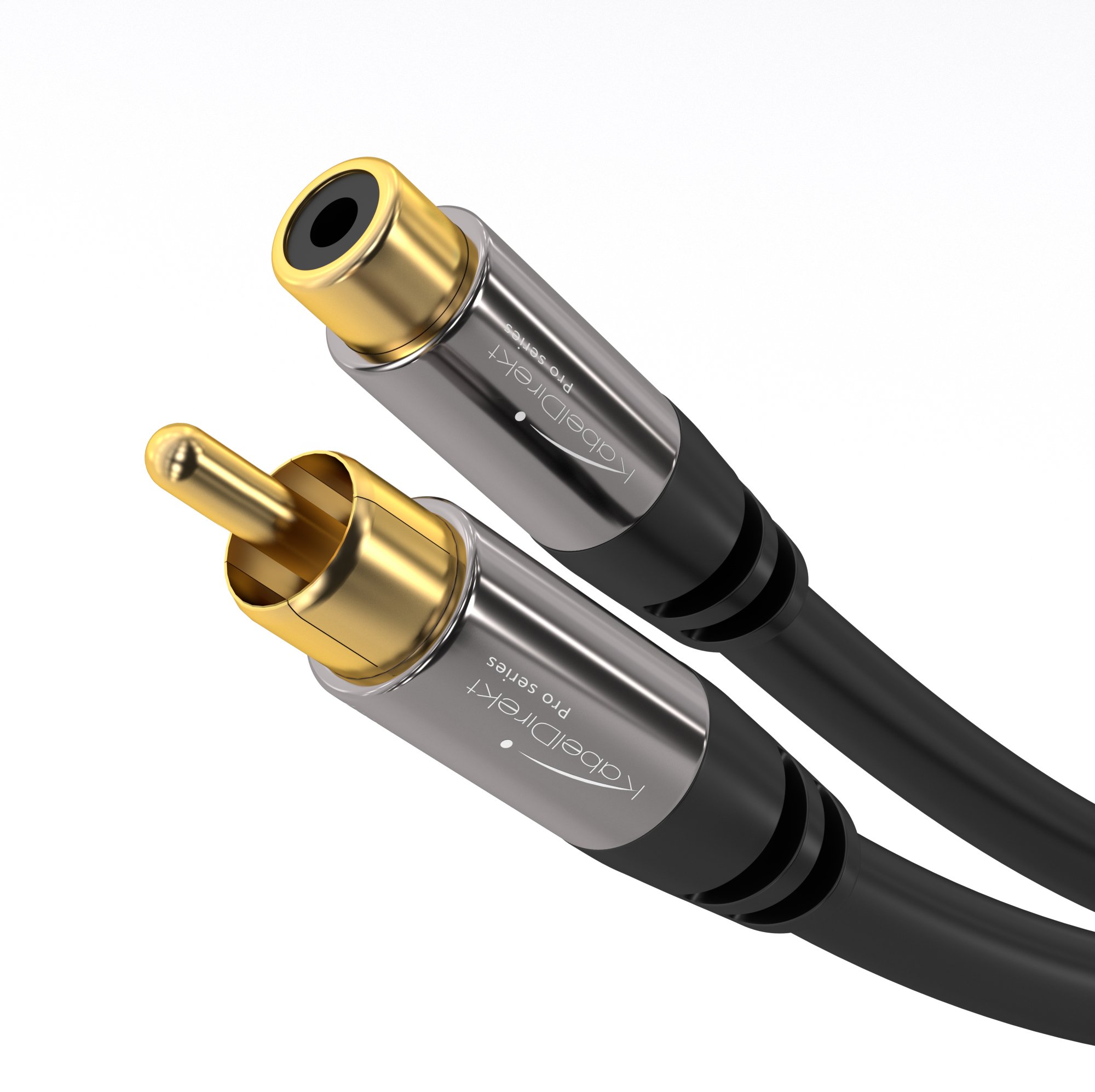 KabelDirekt 472 – RCA/Phono Extension Cable (Male to Female) for Audio, Digital & Video, 75 Ohm – Black