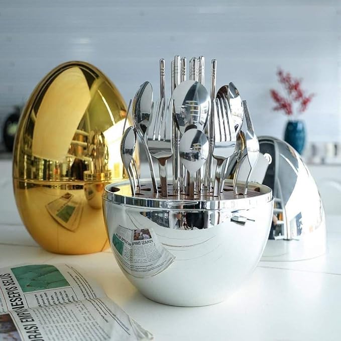 24-Piece Cutlery Set - Oval Design (Spoons, Forks & Knives)