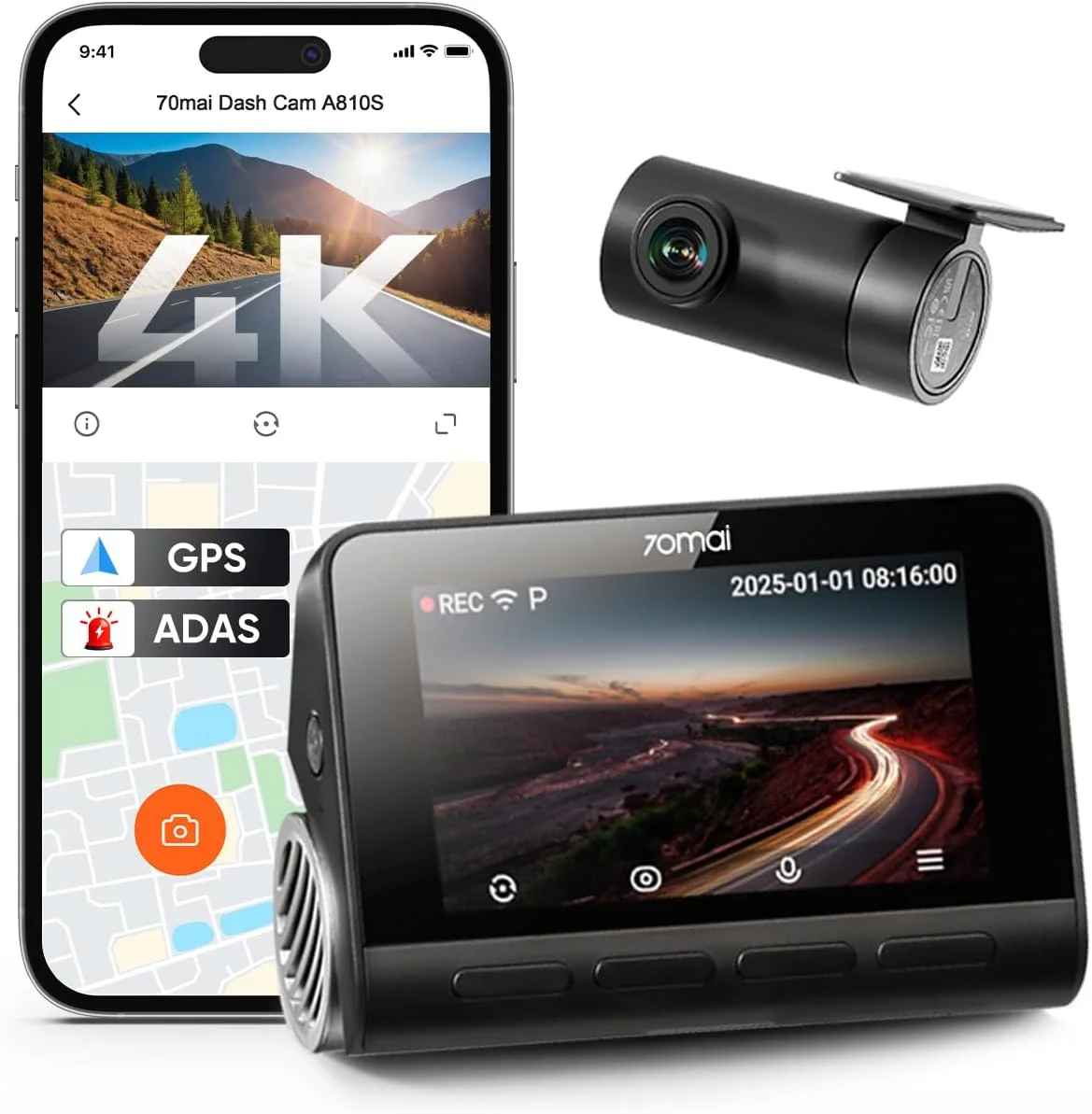 70mai A810S-2 4K Front and Rear Dash Cam (Open Box)