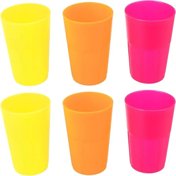 Bama Cocktail Cups Set – Plastic – Assorted Fluo Colors – 350 ml – 6 Pieces