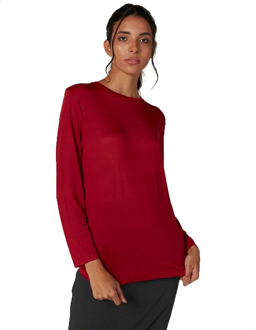 Splash Women's Round Neck Long Sleeve T-Shirt Comfortable Stylish Everyday Wear