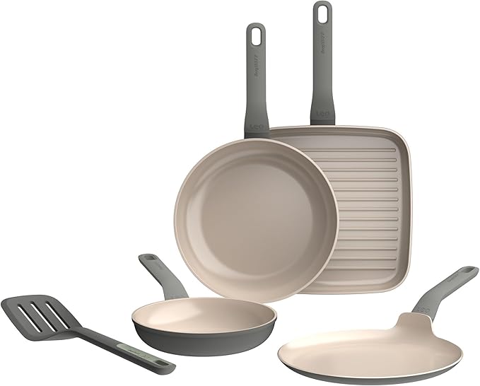 BergHOFF Leo Balance 5-Piece Non-Stick Ceramic Frying Pan Set with Nylon Turner