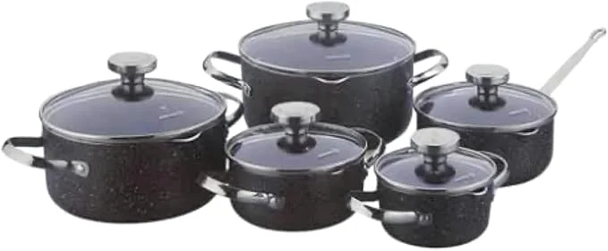 Korkmaz Granite Cookware Set for Everyday Cooking - 10-Piece