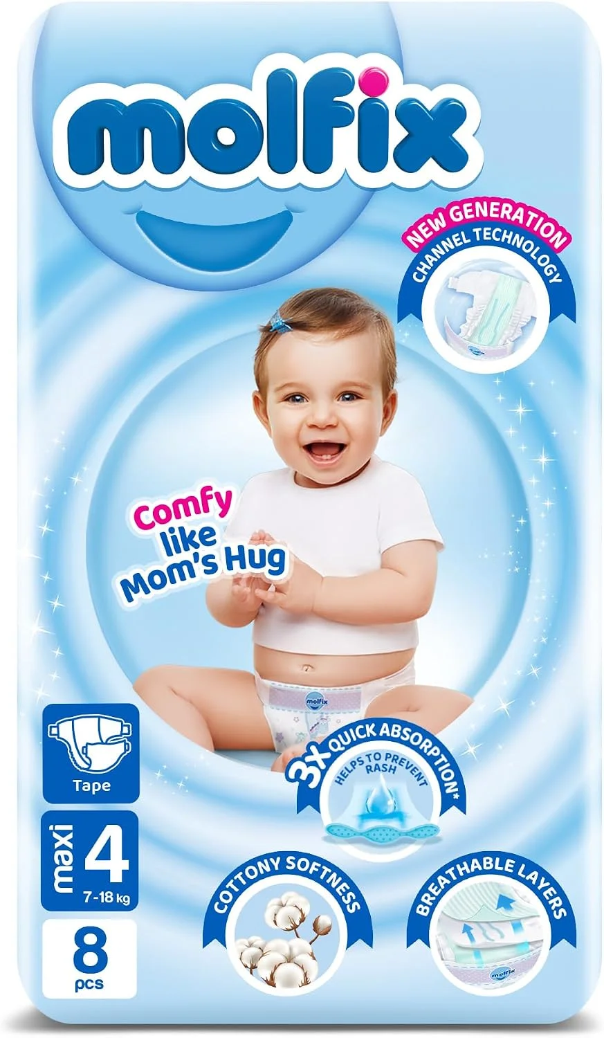 Molfix Baby Diapers – Small Pack of 8 Pieces