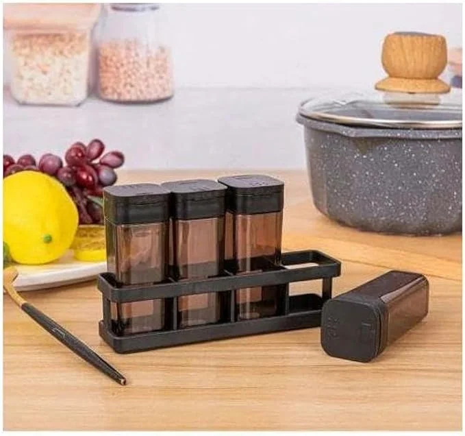 طقم برطمانات توابل أكريليك بتصميم عصري 4 قطع مقاس 6 × 2.1 سم