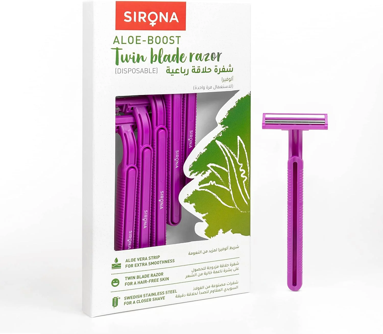 Sirona Disposable Hair Removal Razors for Women – 5-Piece Pack