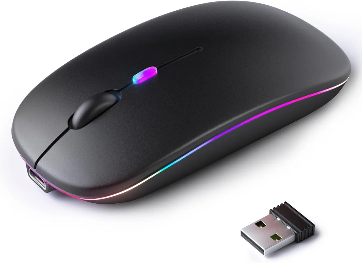 KANMABPC Rechargeable Wireless Bluetooth 5.2 + 2.4G Dual Mode Mouse Silent LED Light