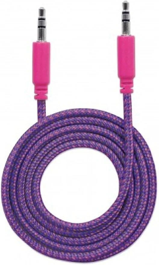 Manhattan 394123 AUX Stereo Audio Cable Braided Male to Male 1.8 Meter