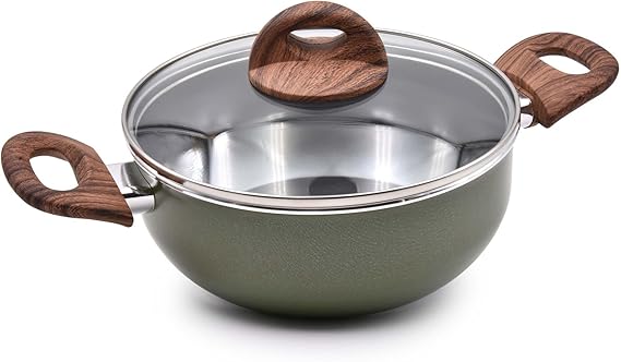 Celar Aluminum Pot 22cm with Bakelite Soft-Touch Wooden Handle  Non-Stick & Easy Cooking