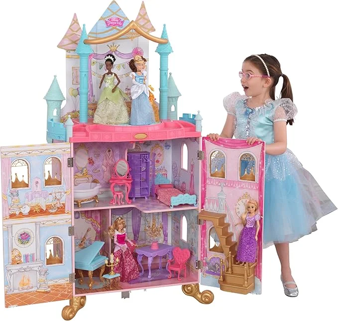 KidKraft Disney Princess Dance & Dream Castle – Musical Wooden Dollhouse with Moving Dance Floor