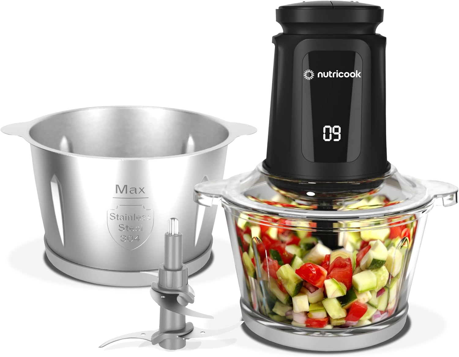 كبة وفرامة  زجاج وستانلس ستيلر 500 واط من Nutricook