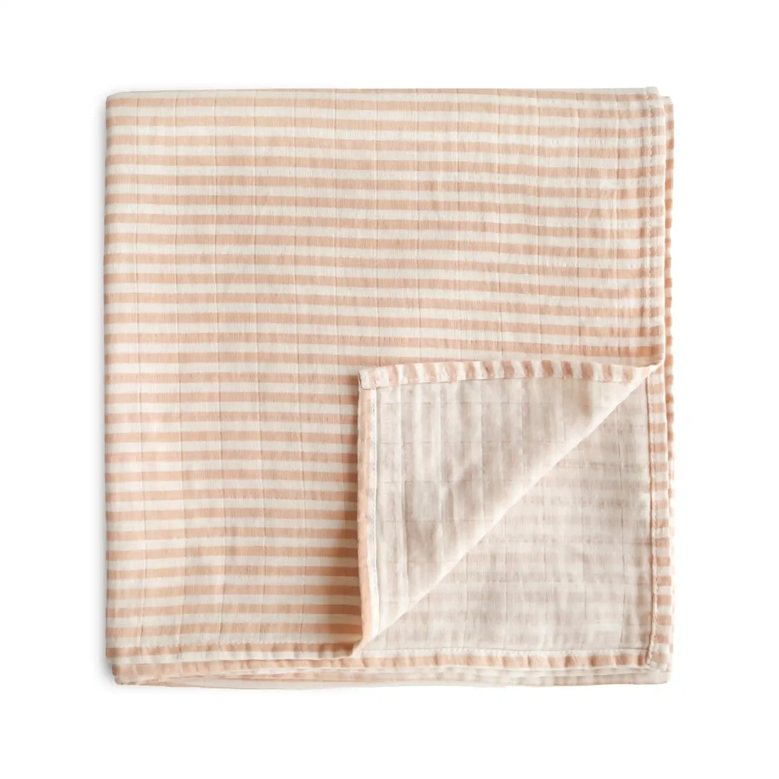 Mushie Baby Swaddle Blanket Organic Cotton Newborn Natural Stripe