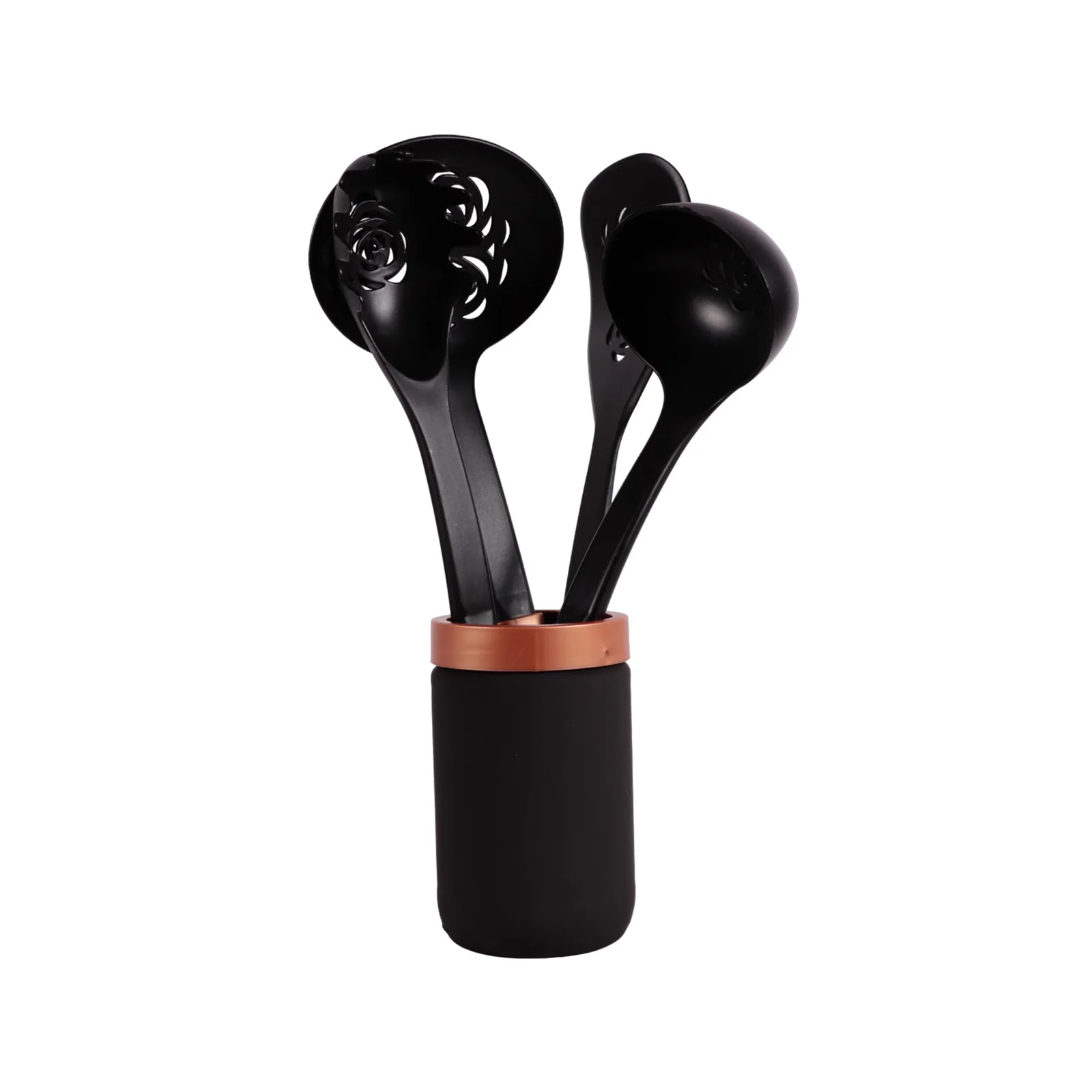 Herevin Painted Jar with Handle 4-Piece Set - 600 ml Capacity, 003 Matte Black/Copper, Versatile Storage, Made in Turkey