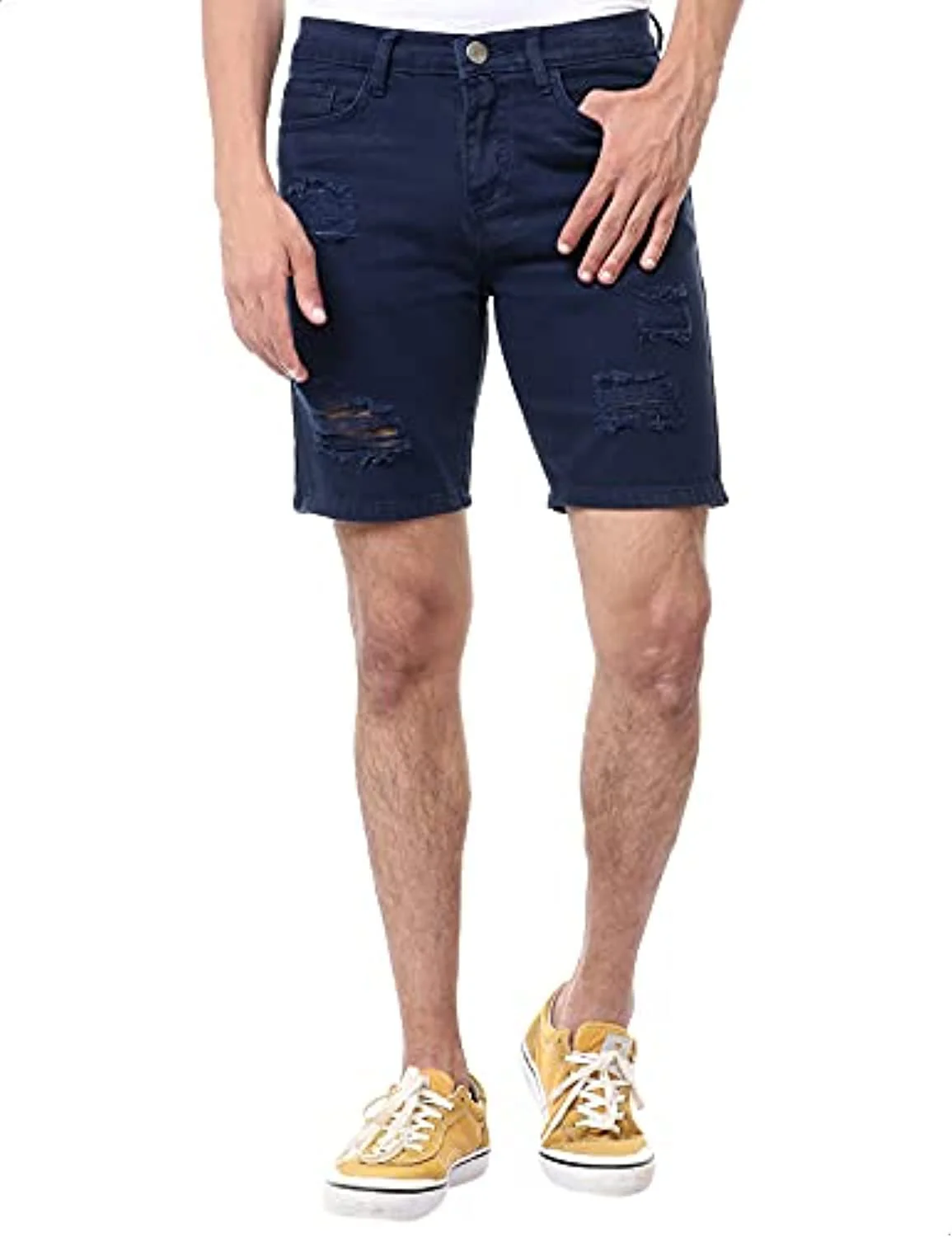 RAVIN Mid-Rise Ripped Shorts for Men