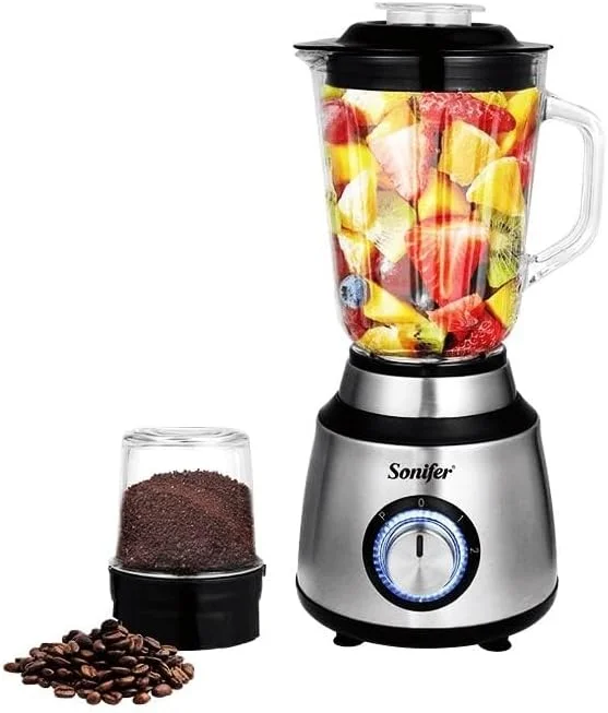 Sonifer 2-in-1 Super Blender with Grinder  Glass Jar & 6 Blades