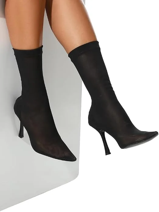 dejAVU Women’s Pull-On Textile Boots with Rubber Sole – Pointed Toe