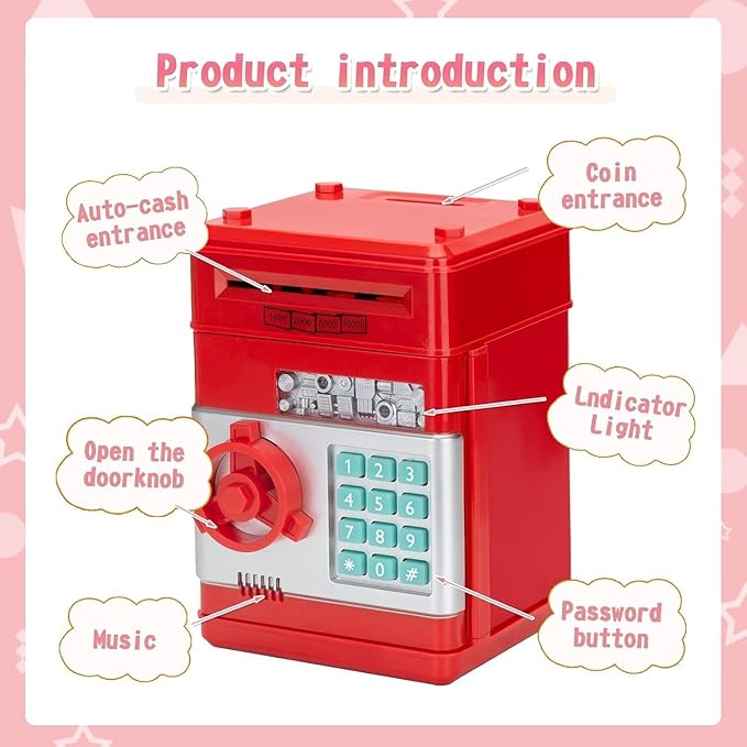 حصالة نقود إلكترونية للأطفال بتصميم خزنة من KIDSZONE