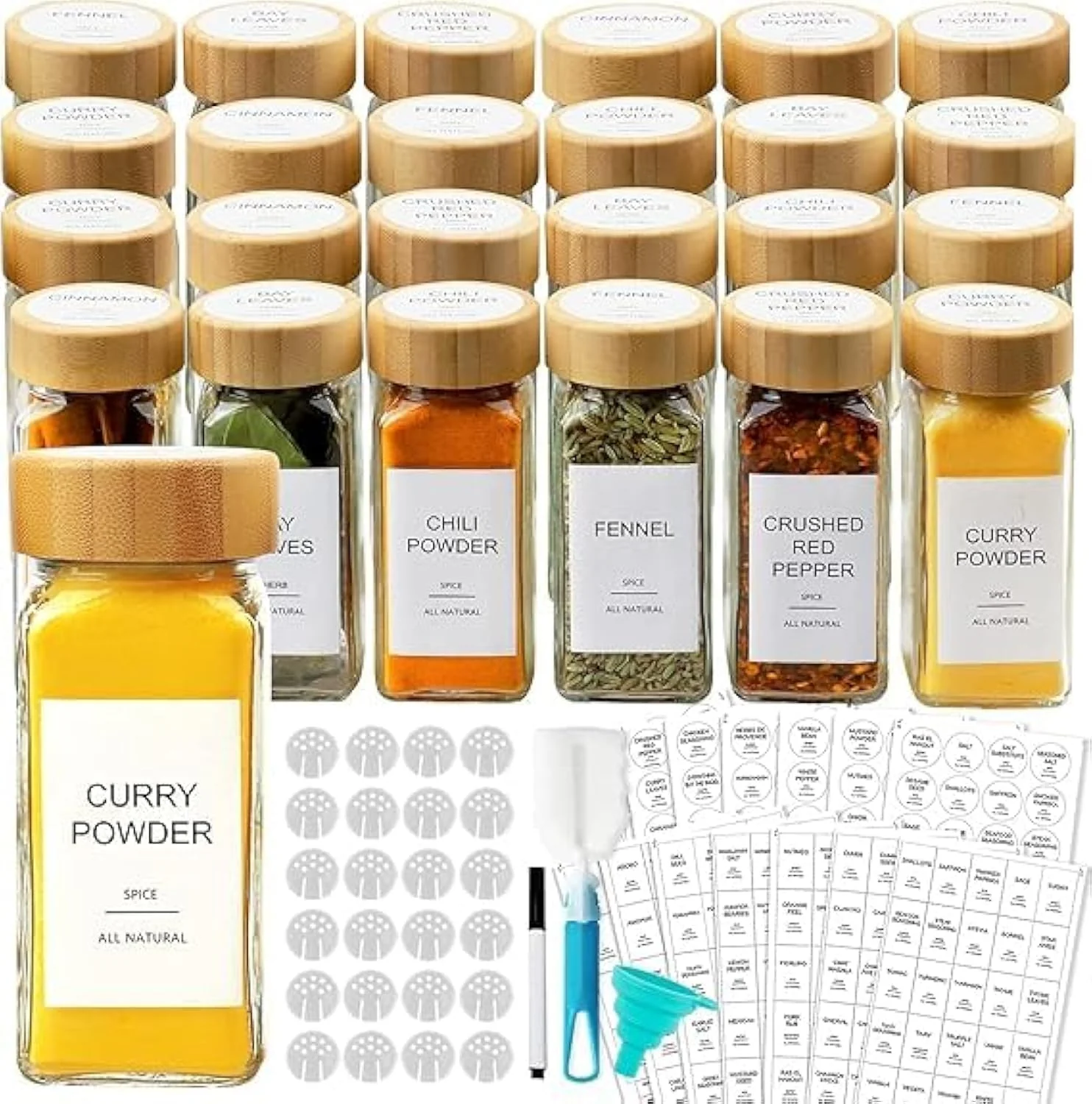Glass Spice Jars Set