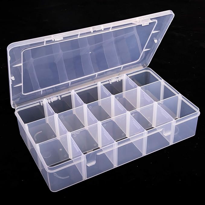 15-Compartment Storage Organizer Box with Dividers for Small Accessories
