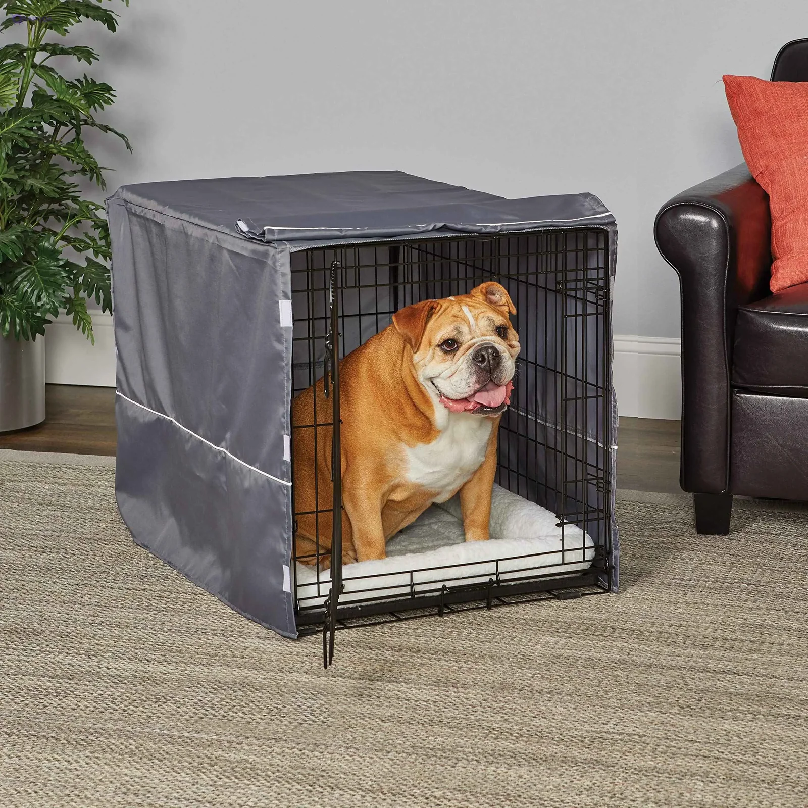 New World Dog Crate Cover – 36 Inch Privacy Cover for Dog Crates, Machine Washable (Light Gray)