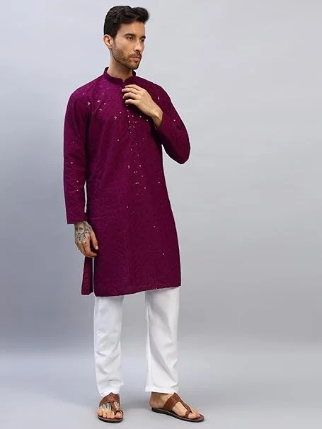 Styleville.in Men's Chikankari Kurta Pajama Set