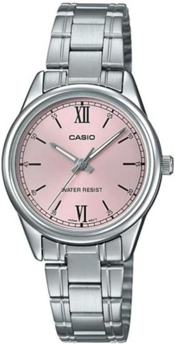 Casio LTP-V005D-4B2UDF Women Watch Pink Dial Silver Band Analog