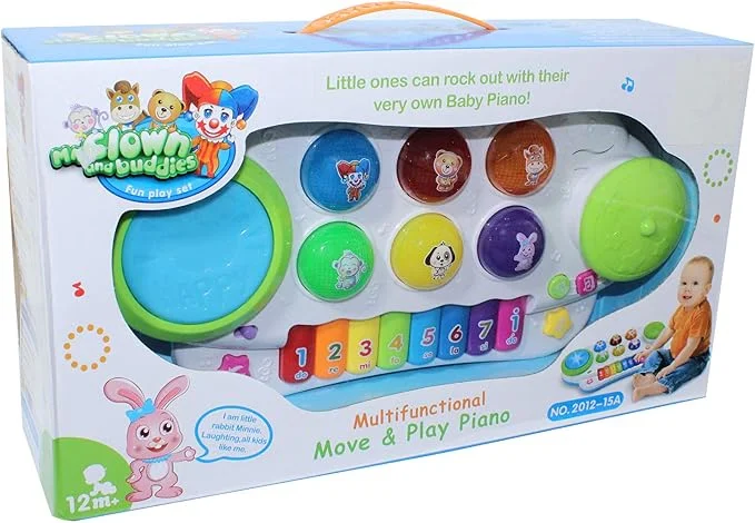 Mr. Clown and Buddies Multi-Functional Move and Play Piano Gym