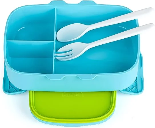 Plaman Lunch Box with Compartments, Leak-Proof Kids Lunch Box with Cutlery, Bento Box for School, Work & Picnic