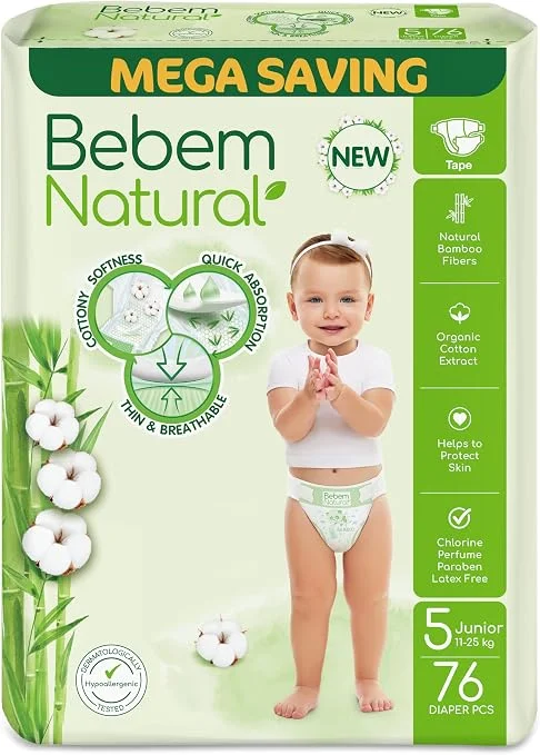 Bebem Baby Diapers – Size 5, 76 Units