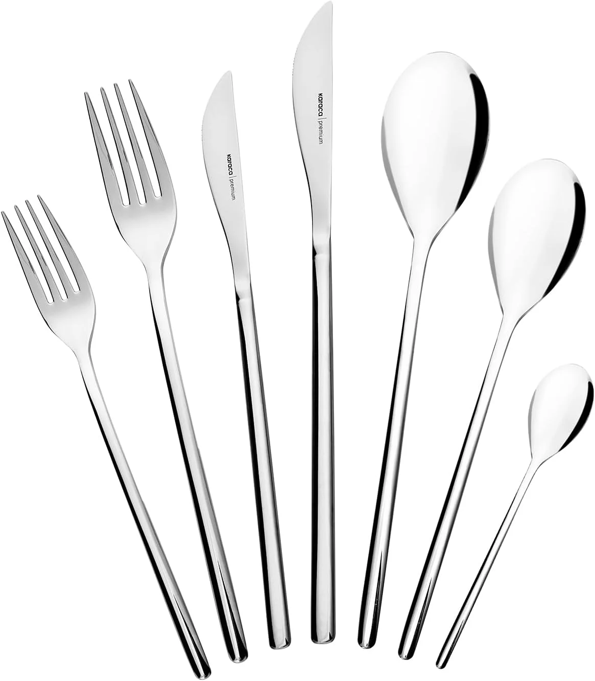 Karaca Premium View Cutlery Set – 84 Pieces for 12 Persons, Platinum Finish