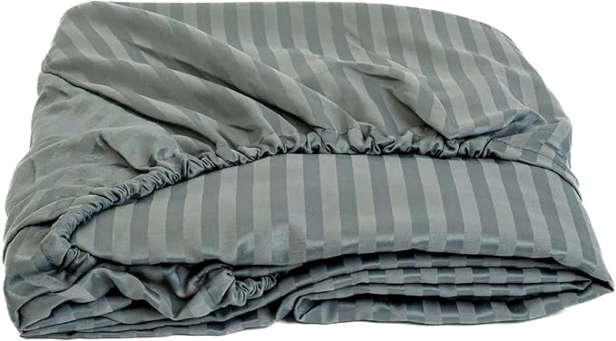 Home Of Linen Striped Dark Grey Fitted Sheet