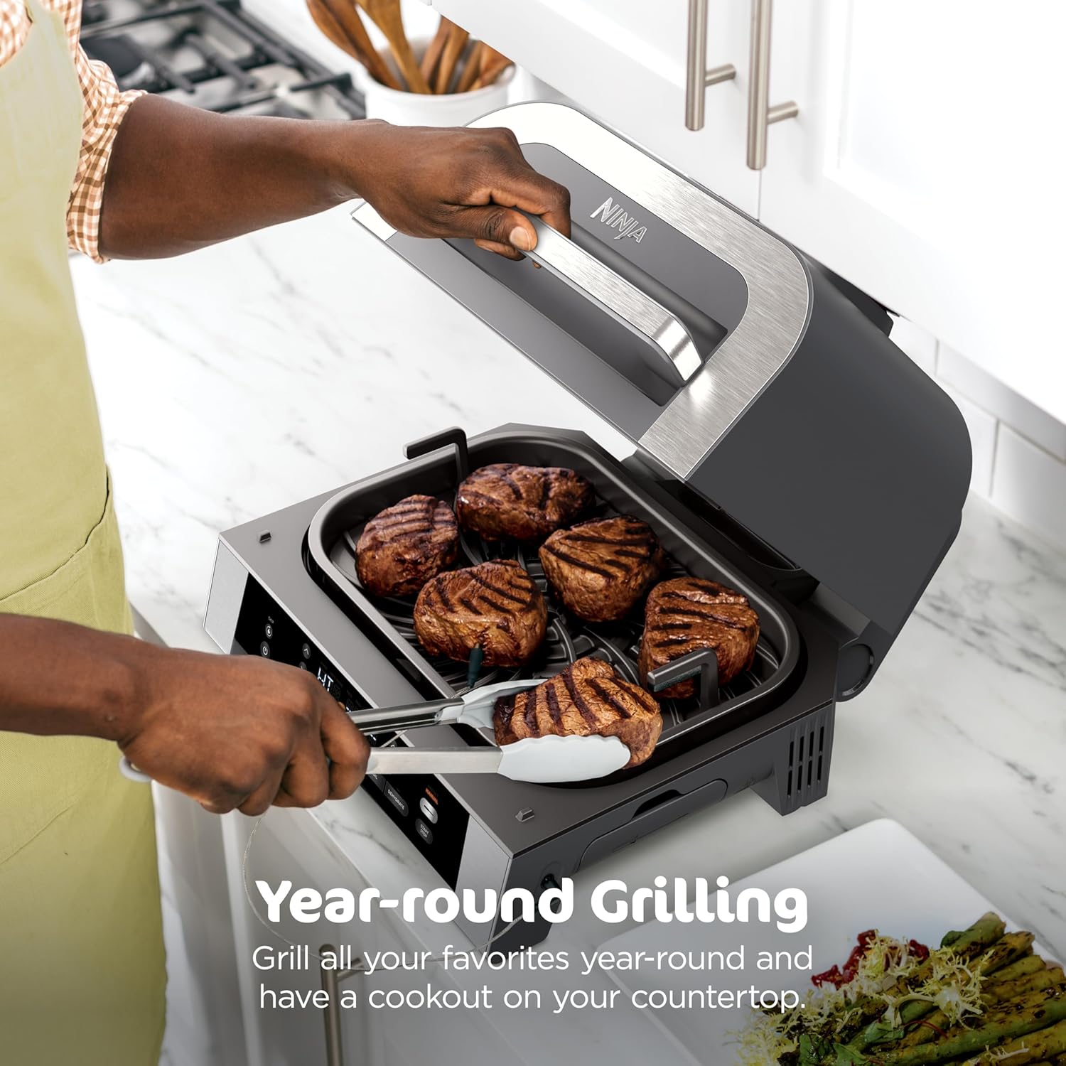 6-in-1 Indoor Electric Grill with Air Fryer – Model DG551ME (Dent)