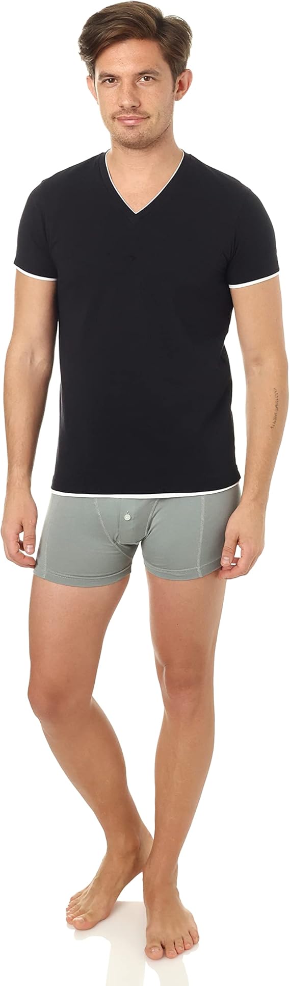 Hero Basic Men's Set – 3 Double V-Neck T-Shirts + Free Boxer (Pack of 4)