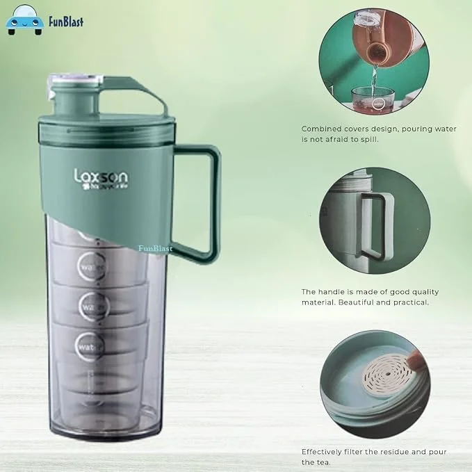 Plastic Hot & Cold Beverage Jug with 4 Cups and Sealed Refrigerator Lid