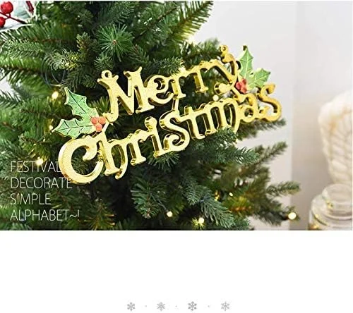 Merry Christmas Hanging Tree Ornament with Leaf Details