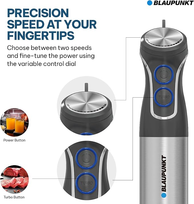 Blaupunkt PCM475 1000W Variable Speed Electric Hand Blender with 3 Attachments (damaged box )